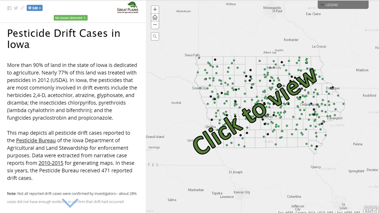 Map image on Home Page of Pesticide Drift Page