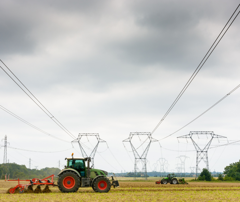 Overhead power lines for S3E15 of FarmSafe