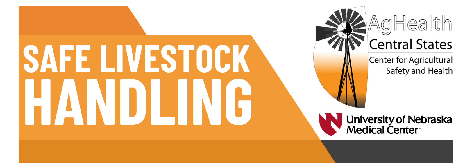 Snapshot of Safe Livestock Handling, CS-CASH Logo and University of Nebraska Research Center Logo